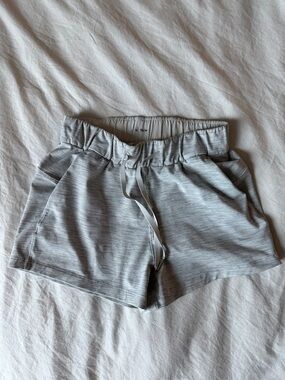 lululemon Gray Striped Elastic Waist Drawstring Shorts